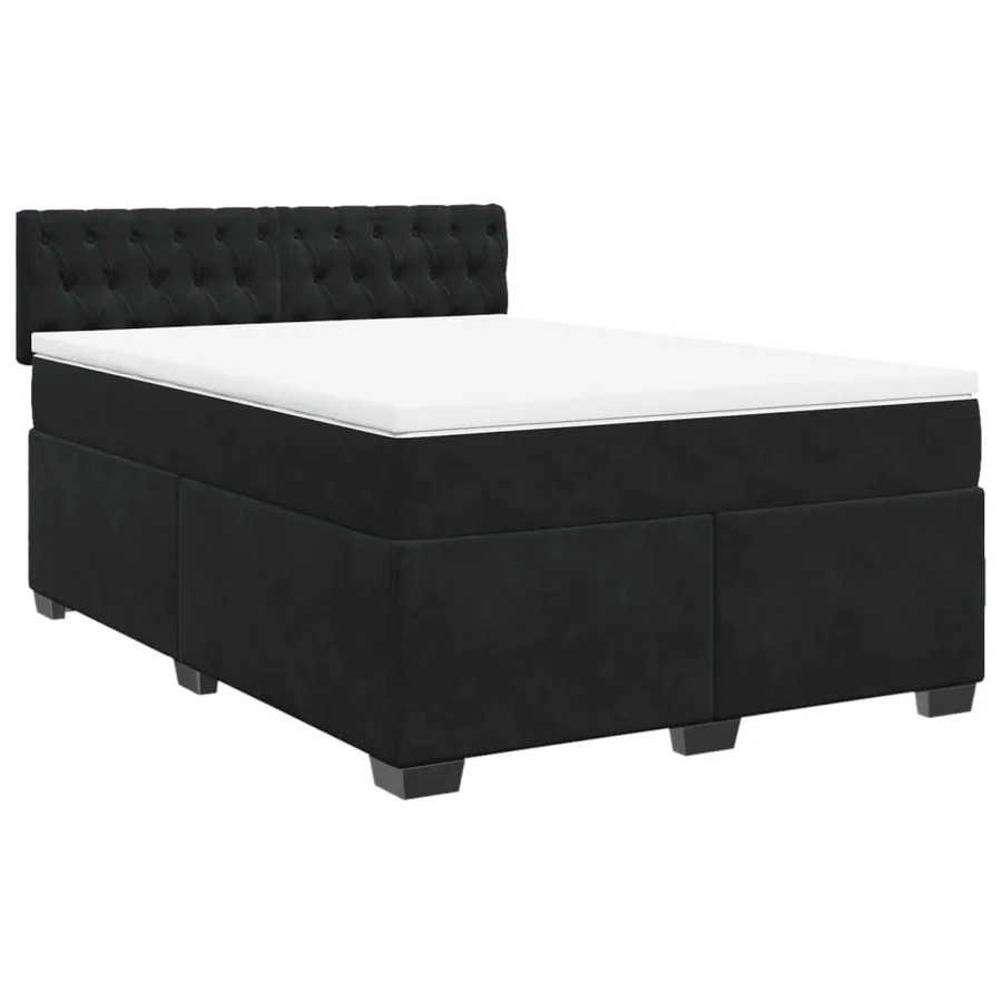 Sommier à lattes de lit avec matelas Noir 140x190 cm Velours - 2