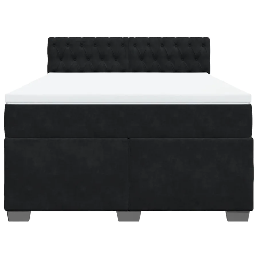 Sommier à lattes de lit avec matelas Noir 140x190 cm Velours - 4