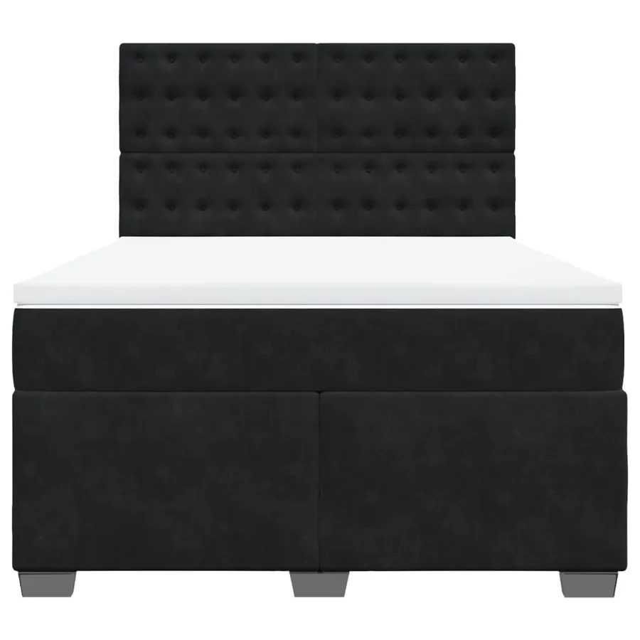 Sommier à lattes de lit avec matelas Noir 140x190 cm Velours - 4
