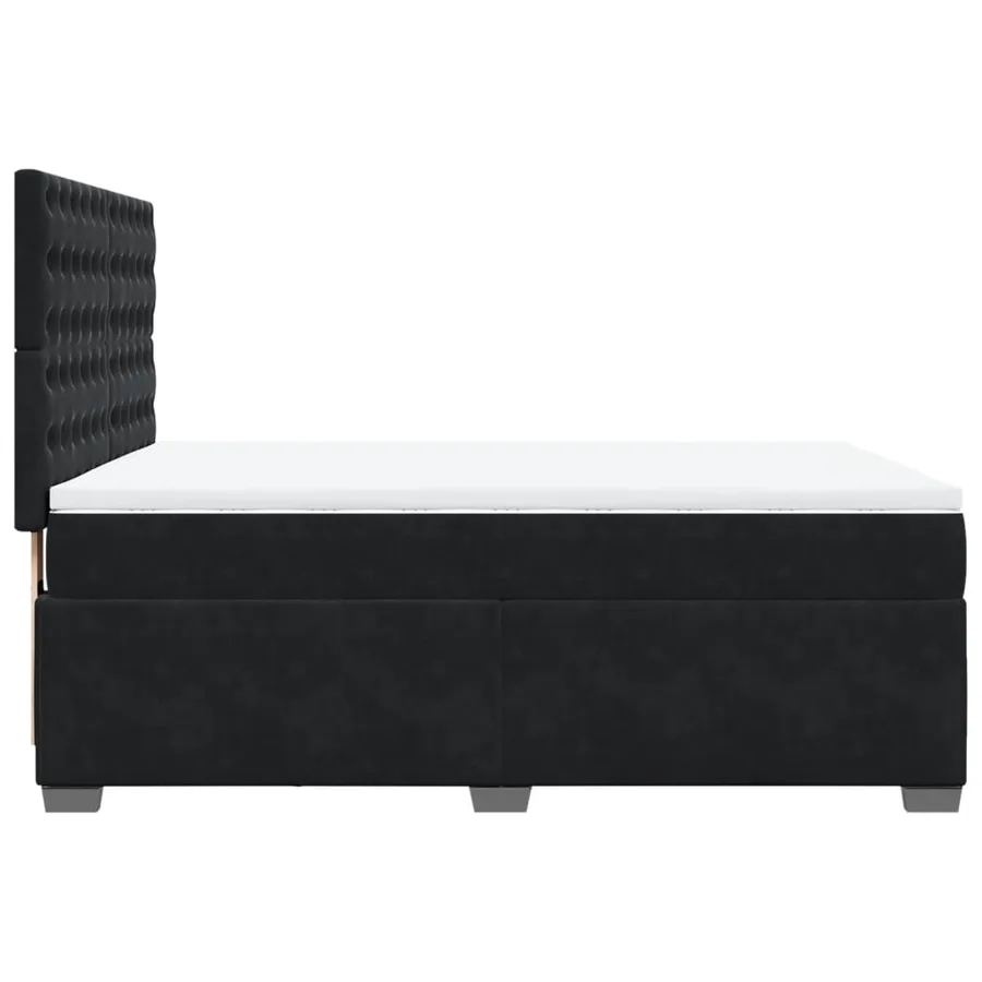 Sommier à lattes de lit avec matelas Noir 140x190 cm Velours - 9
