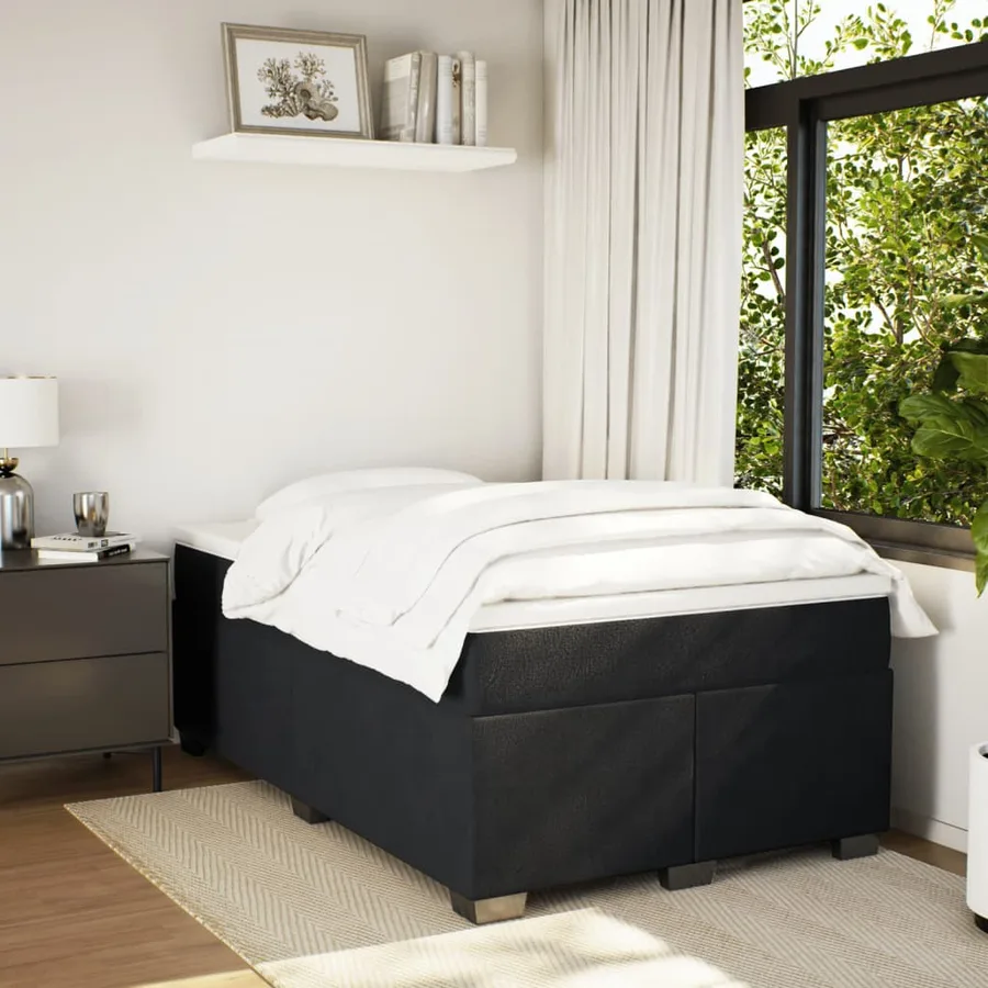 Sommier à lattes de lit avec matelas noir 120x190 cm velours - 3