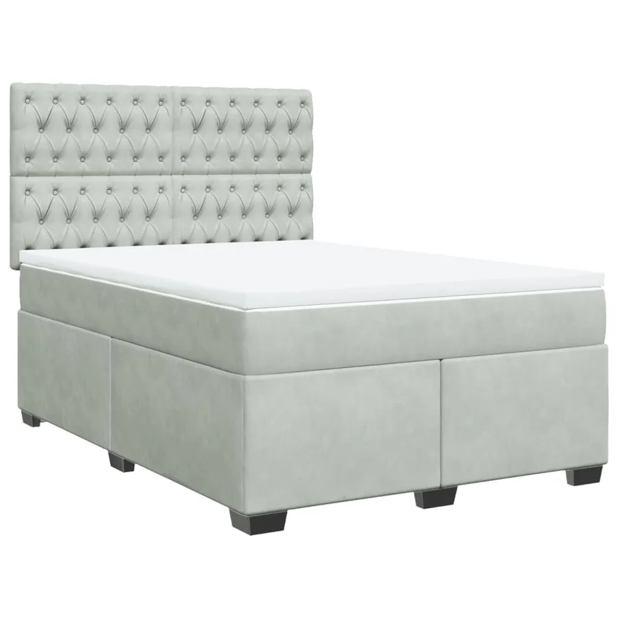 Sommier à lattes de lit et matelas Gris clair 140x190cm Velours - 3