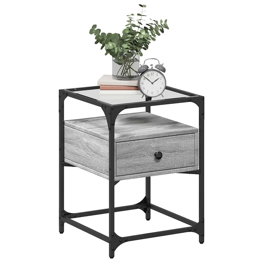 Table de chevet sonoma gris 40x40x55 cm bois d’ingénierie - 3