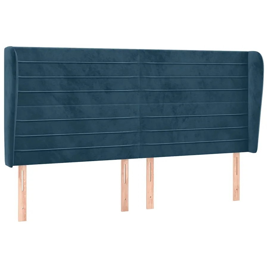 Tête de lit avec oreilles Bleu foncé 163x23x118/128 cm Velours - 2