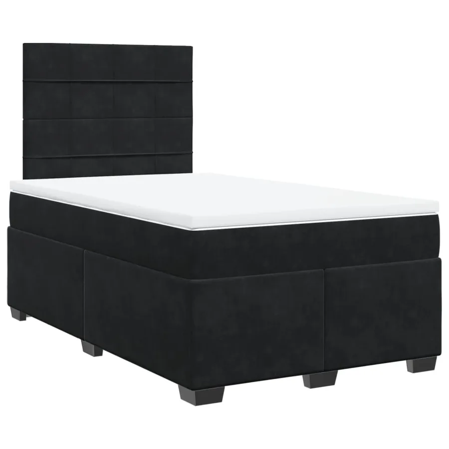 Sommier à lattes de lit avec matelas Noir 120x200 cm Velours - 2