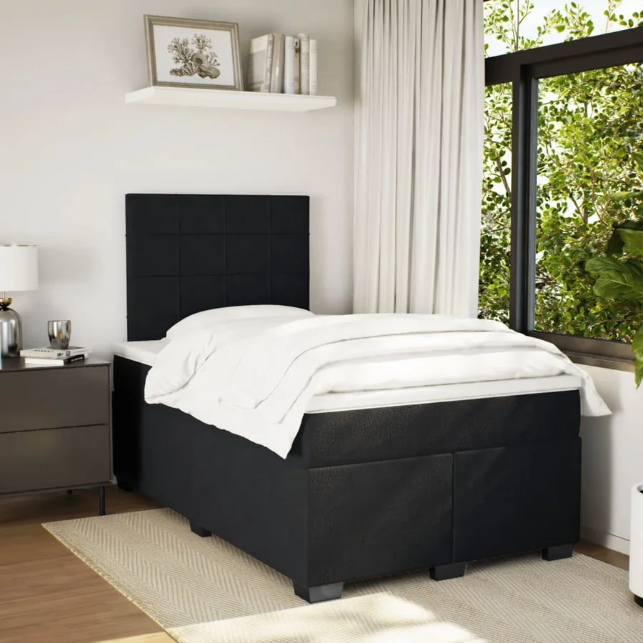 Sommier à lattes de lit avec matelas Noir 120x200 cm Velours - 3