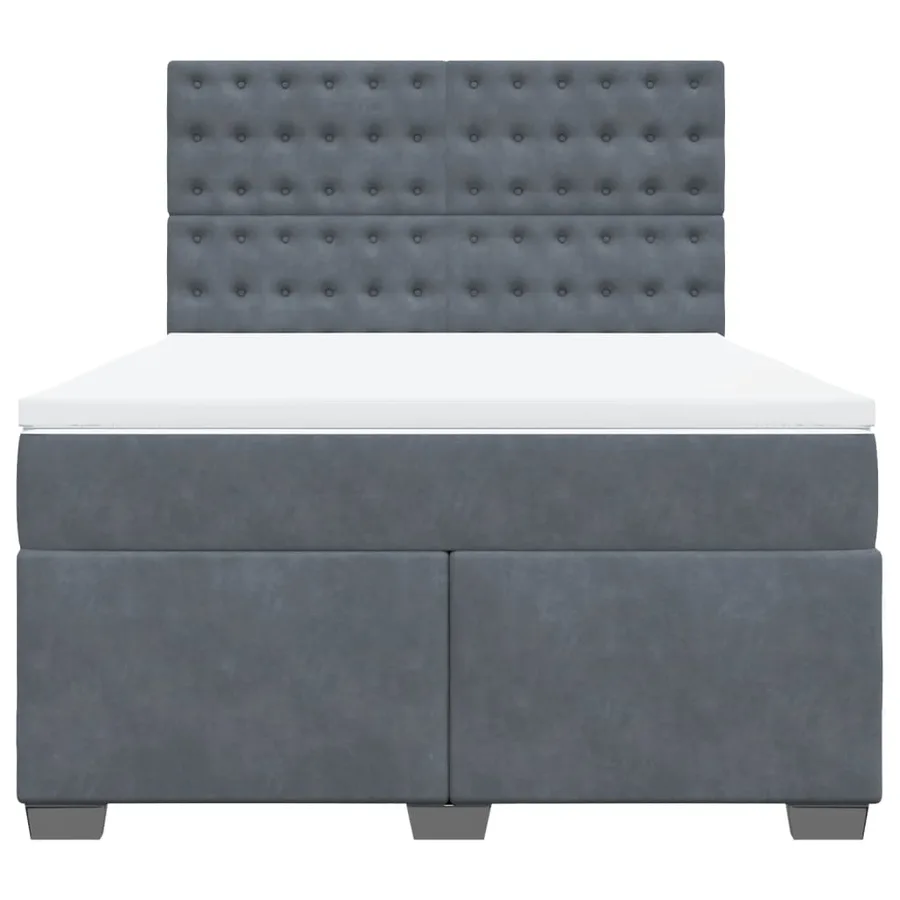 Sommier à lattes de lit et matelas Gris foncé 140x190cm Velours - 6