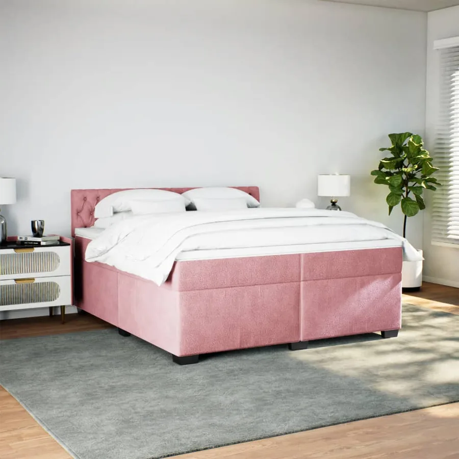 Sommier à lattes de lit avec matelas Rose 200x200 cm Velours - 5