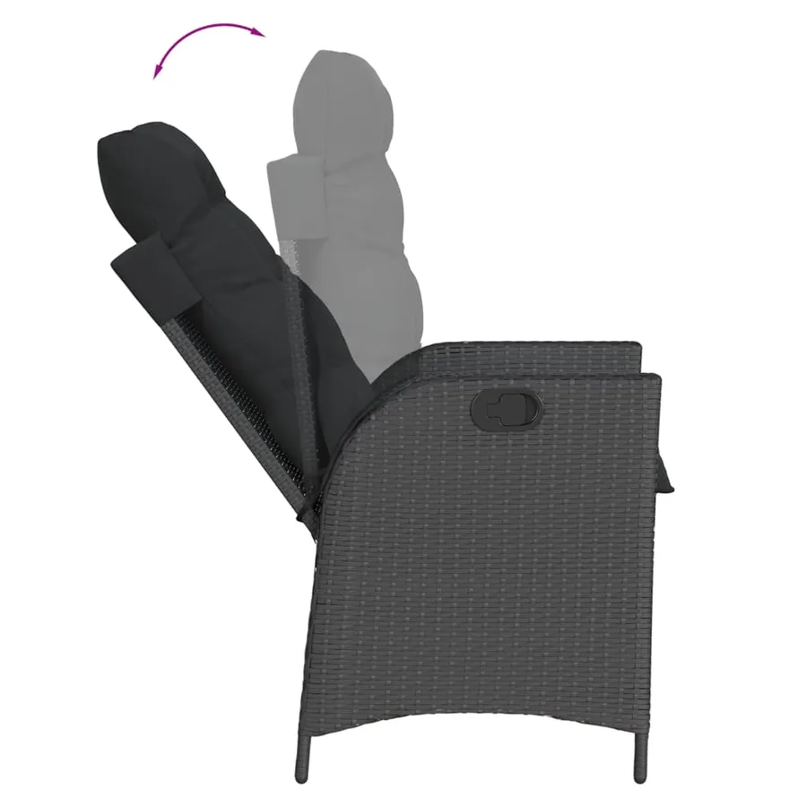 Ensemble à manger de jardin coussins 5pcs Noir Résine tressée - 4