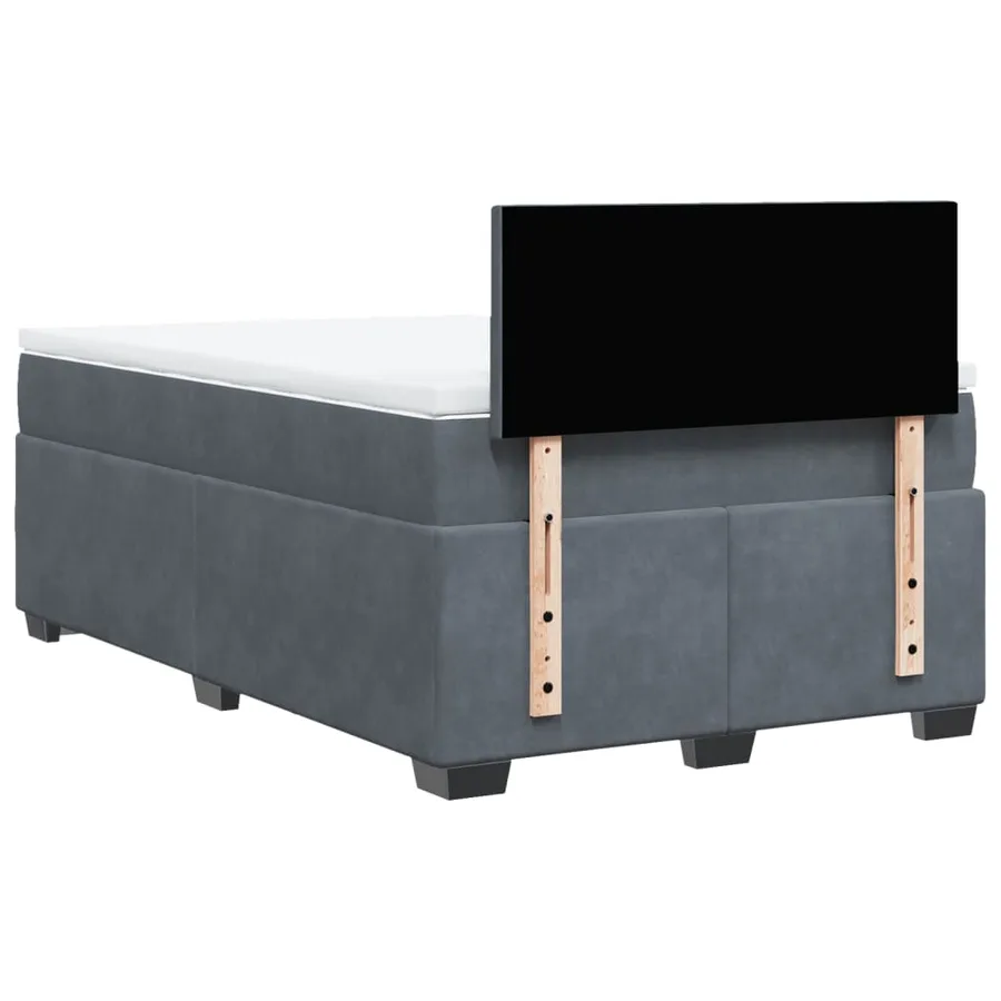 Sommier à lattes de lit et matelas gris foncé 120x190cm velours - 10