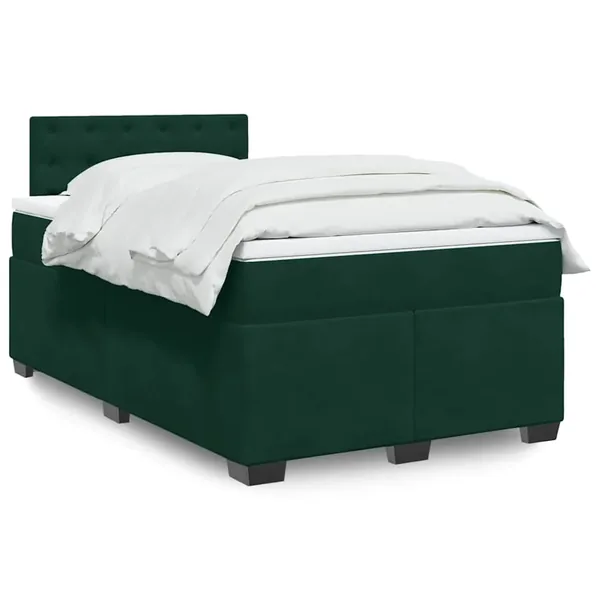 Sommier à lattes de lit avec matelas vert foncé 120x190 cm