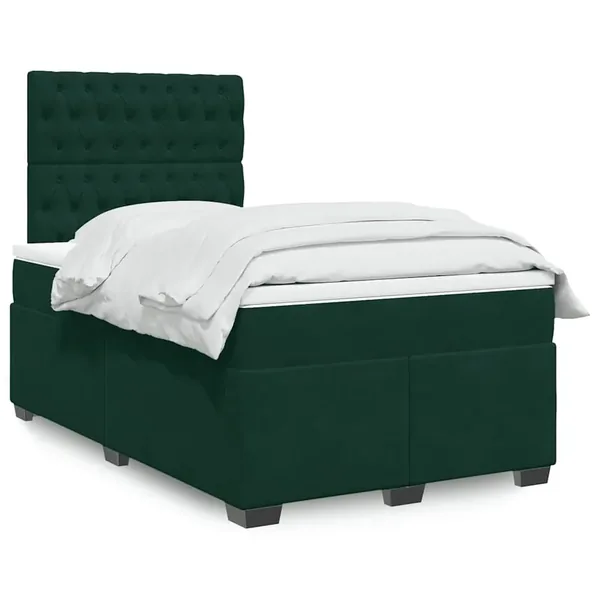 Sommier à lattes de lit avec matelas vert foncé 120x190 cm