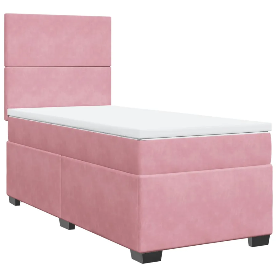 Sommier à lattes de lit avec matelas Rose 90x200 cm Velours - 5