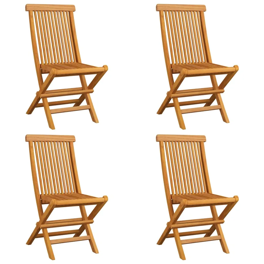 Chaises de jardin et coussins noir lot de 4 Bois de teck massif - 3