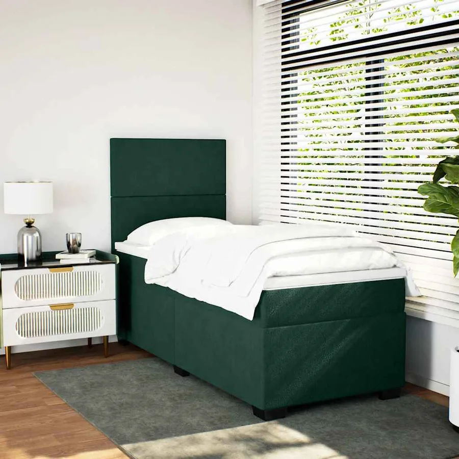Sommier à lattes de lit avec matelas Vert foncé 100x200 cm - 3