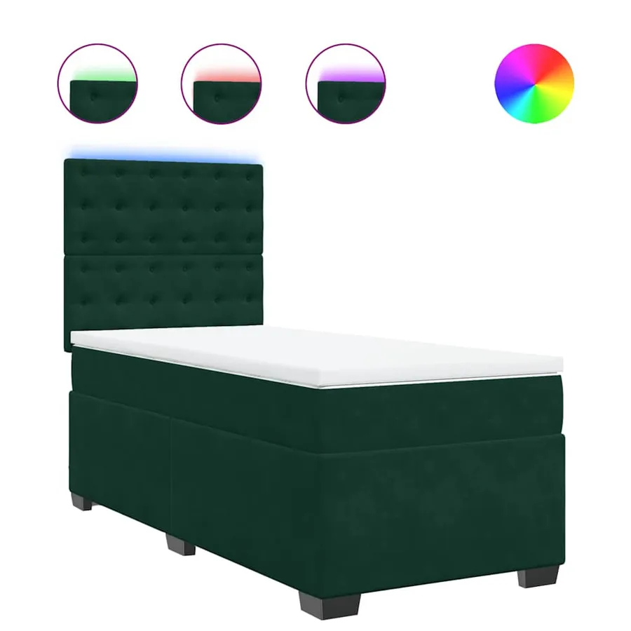 Sommier à lattes de lit avec matelas Vert foncé 100x200 cm - 2
