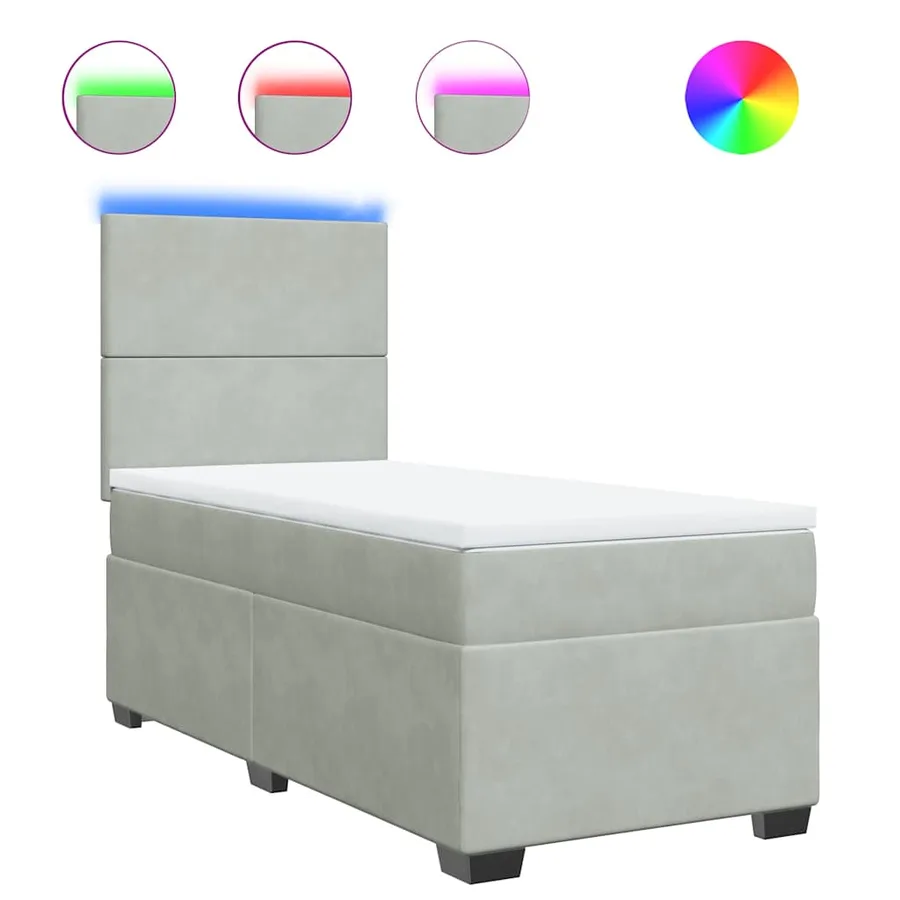 Sommier à lattes de lit et matelas Gris clair 100x200cm Velours - 2