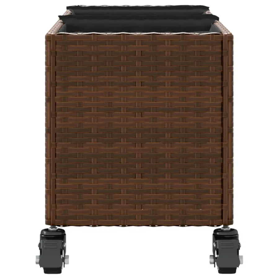 Jardinières et roulettes 2pcs marron 107x32x38cm résine tressée - 7