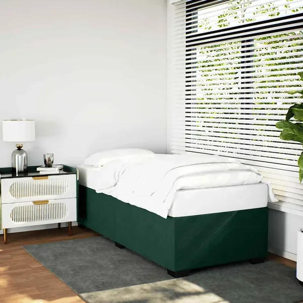 Cadre de lit sans matelas vert foncé 100x200 cm velours