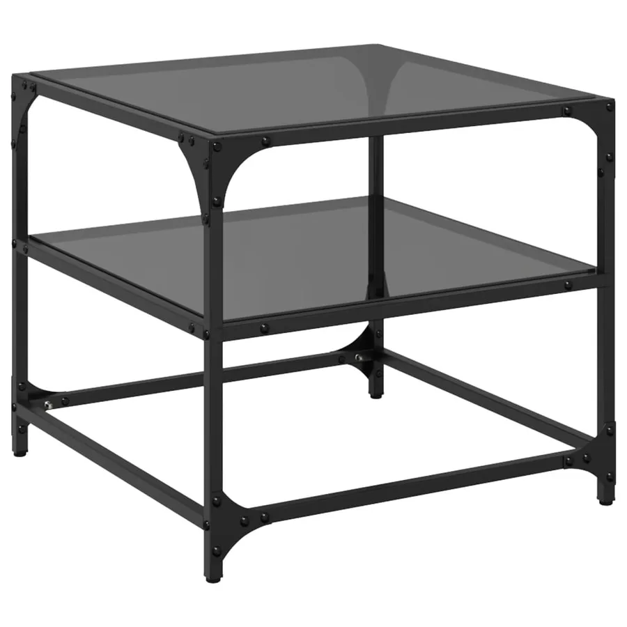 Tables basses avec dessus en verre noir 2 pcs 50x50x45 cm acier - 4