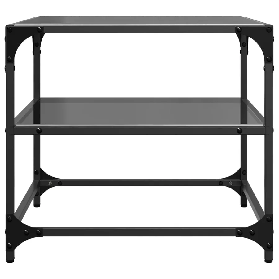 Tables basses avec dessus en verre noir 2 pcs 50x50x45 cm acier - 5