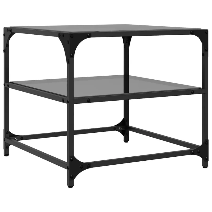 Tables basses avec dessus en verre noir 2 pcs 50x50x45 cm acier - 7