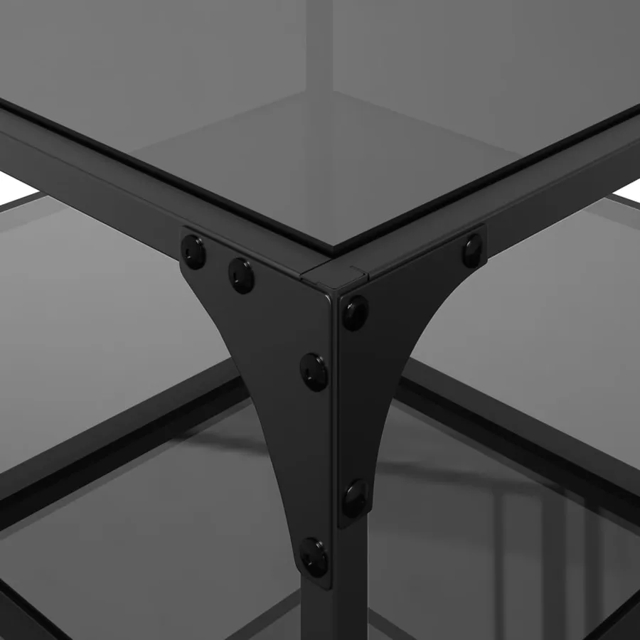 Tables basses avec dessus en verre noir 2 pcs 50x50x45 cm acier - 9