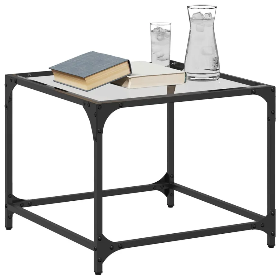 Tables basses avec dessus en verre transparent 2 pcs acier - 3