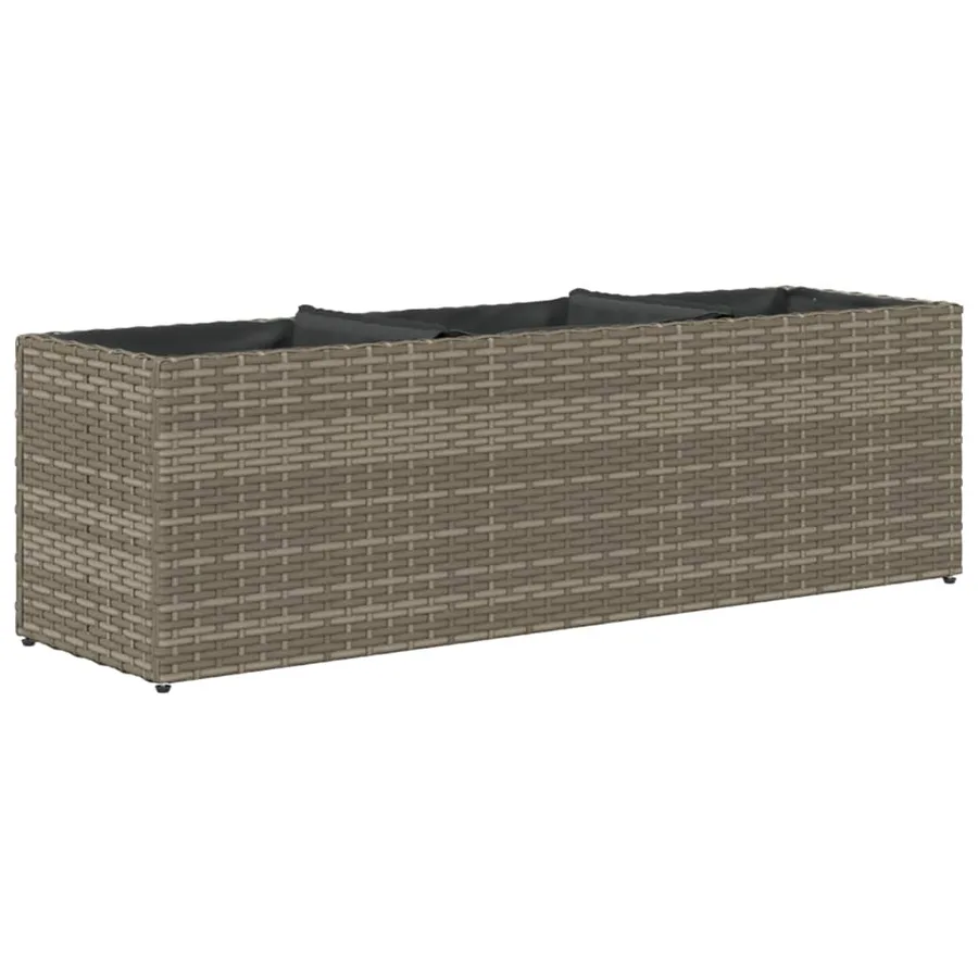 Jardinière avec 3 pots gris 105x30x32 cm résine tressée - 7