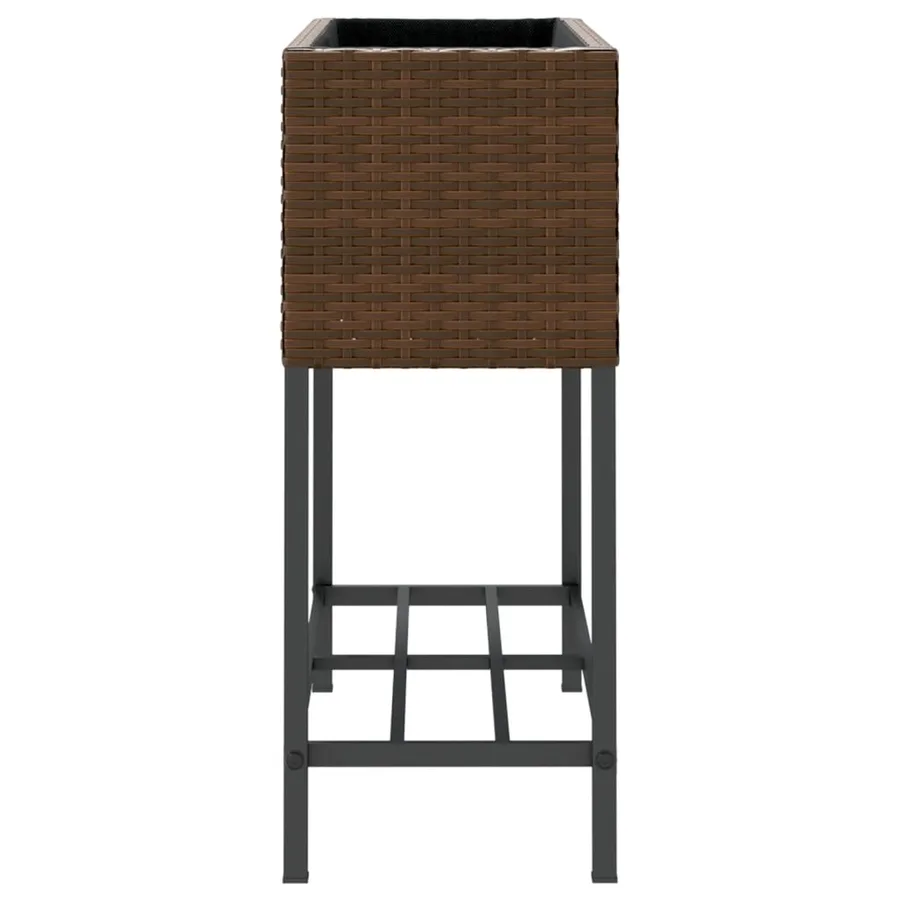 Jardinières avec étagère 2 pcs brun 70x28x70 cm résine tressée - 7