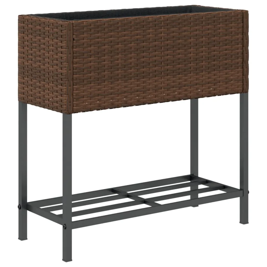 Jardinières avec étagère 2 pcs brun 70x28x70 cm résine tressée - 8