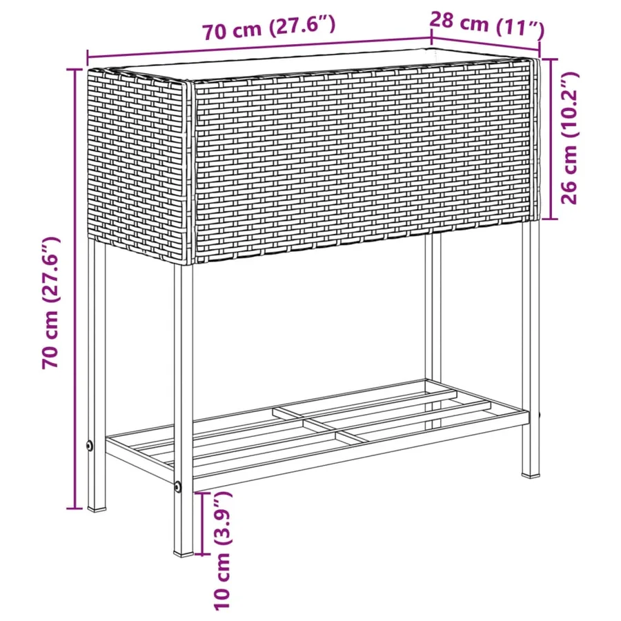 Jardinière avec étagère marron résine tressée - 11