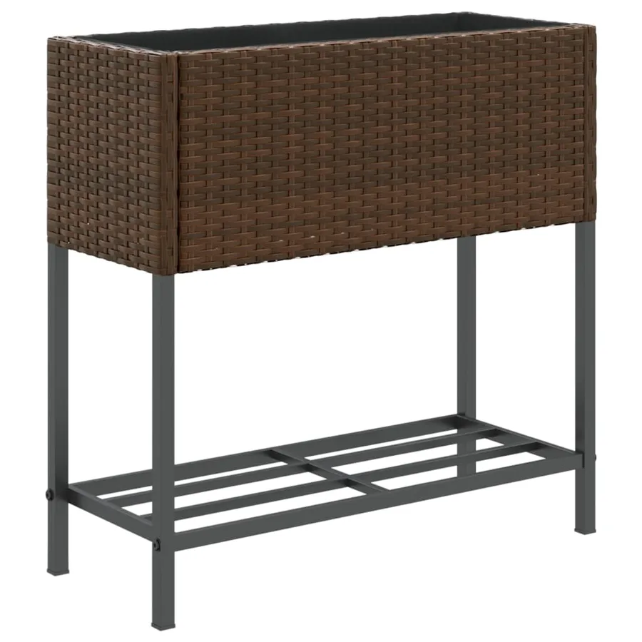 Jardinière avec étagère marron résine tressée - 2