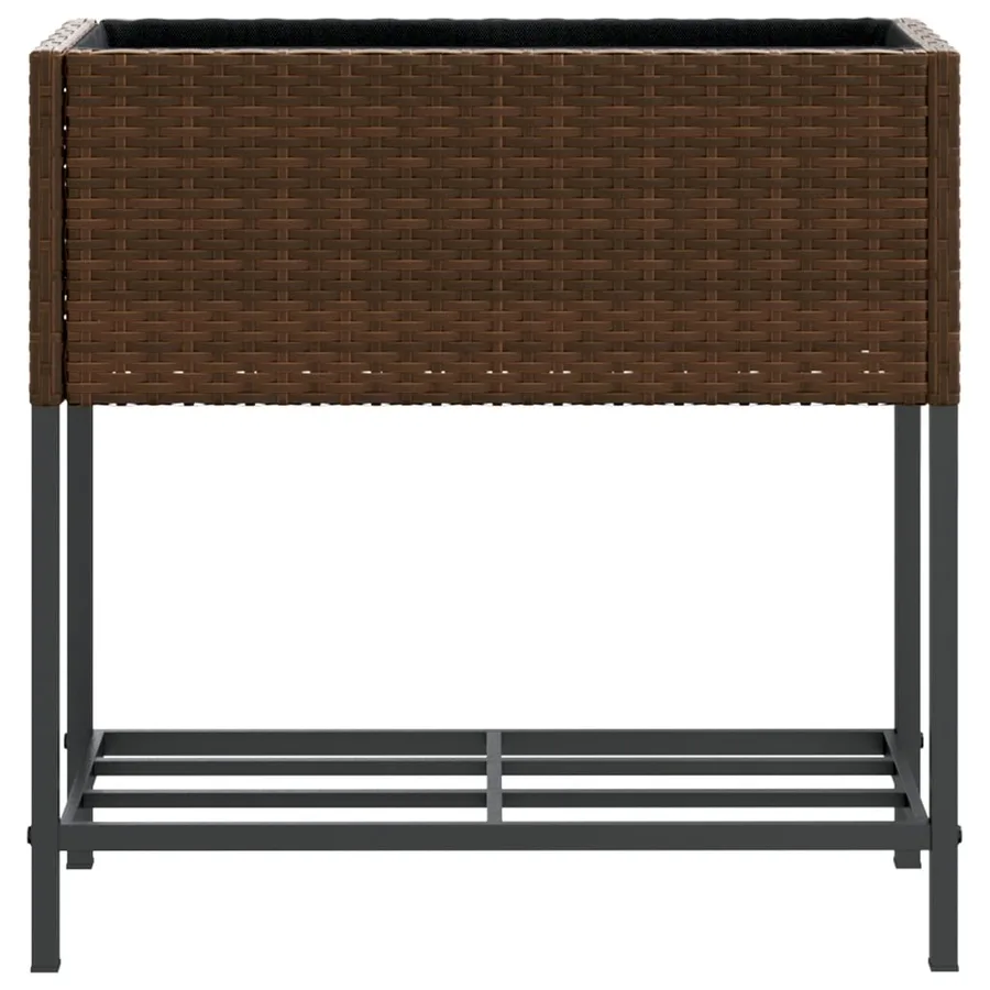 Jardinière avec étagère marron résine tressée - 5
