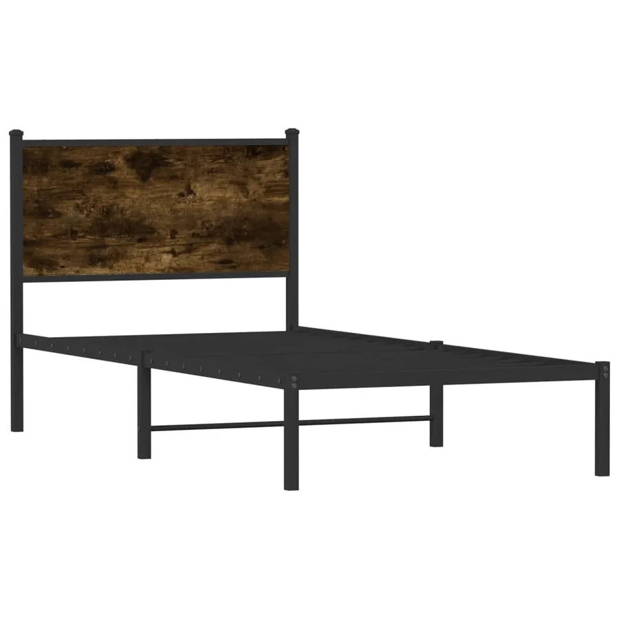 Cadre de lit en métal sans matelas chêne fumé 90x200 cm - 3