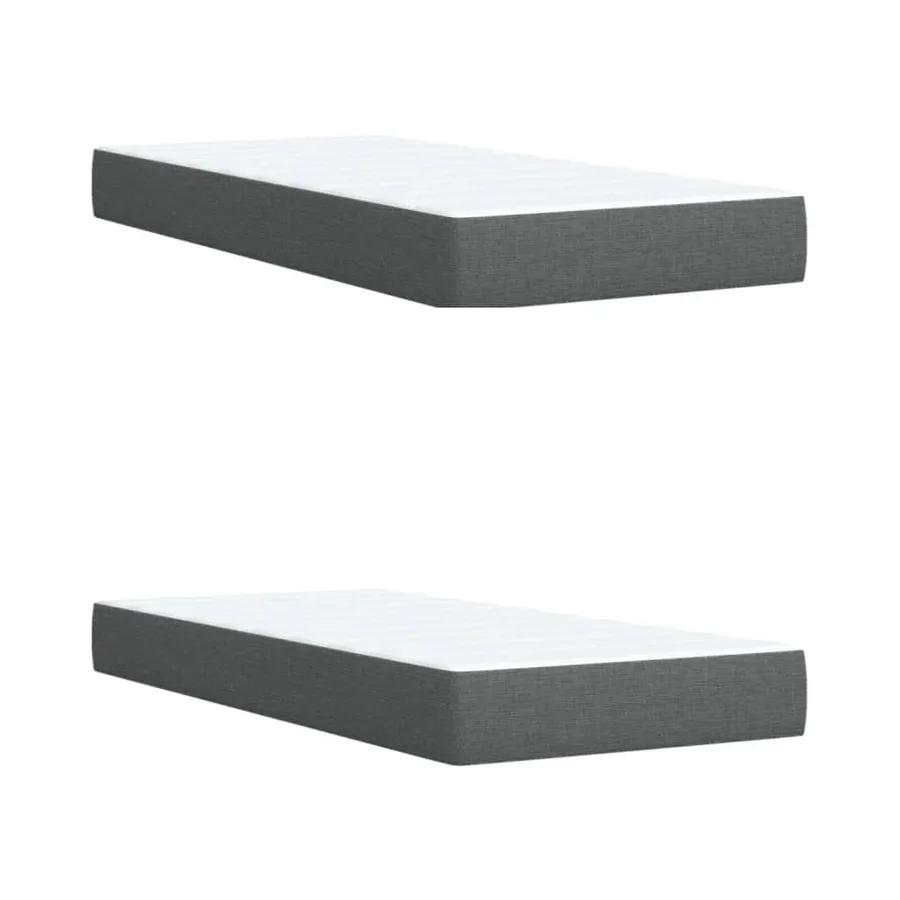Sommier à lattes de lit avec matelas Gris foncé 200x200cm Tissu - 9
