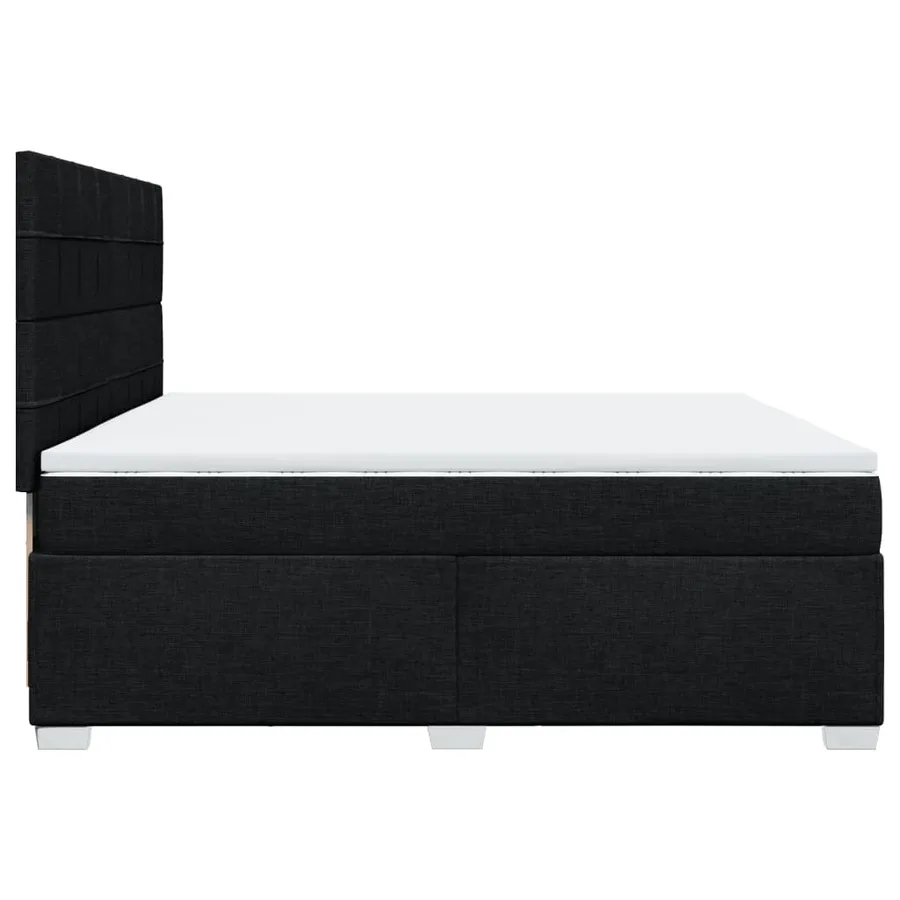 Sommier à lattes de lit avec matelas Noir 200x200 cm Tissu - 11