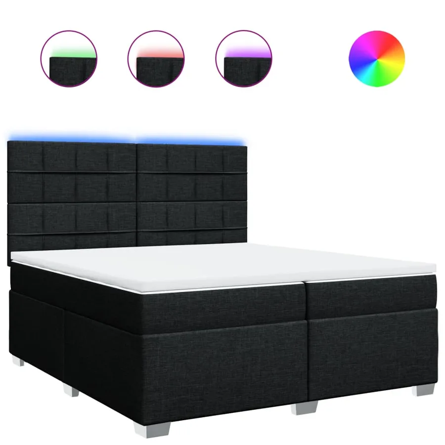 Sommier à lattes de lit avec matelas Noir 200x200 cm Tissu - 2