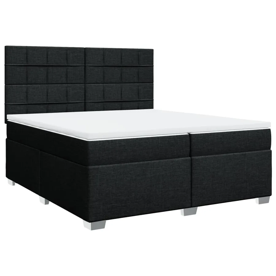 Sommier à lattes de lit avec matelas Noir 200x200 cm Tissu - 2