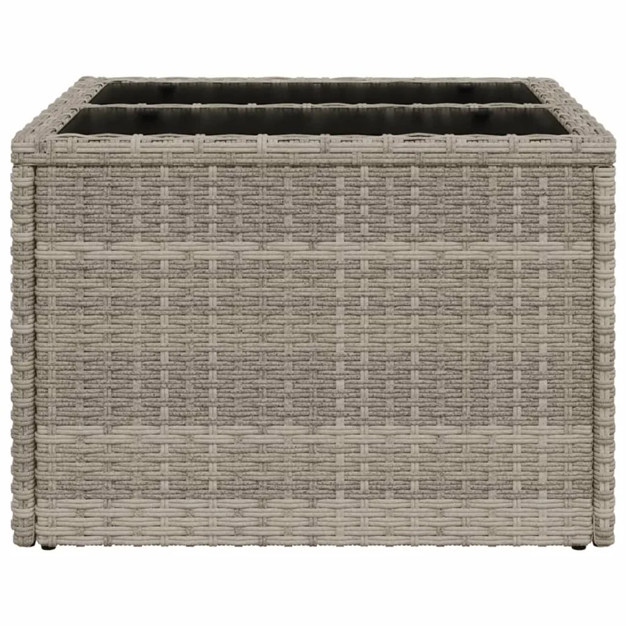 Table de jardin avec dessus en verre gris clair résine tressée - 5