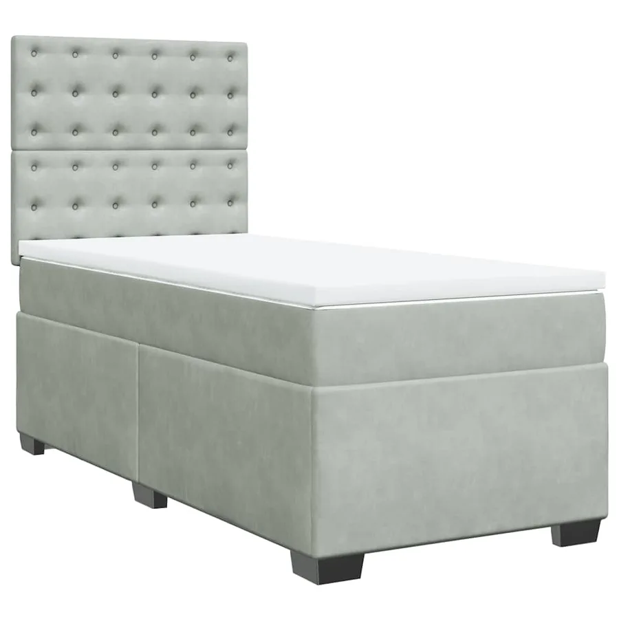 Sommier à lattes de lit et matelas Gris clair 90x190 cm Velours - 6