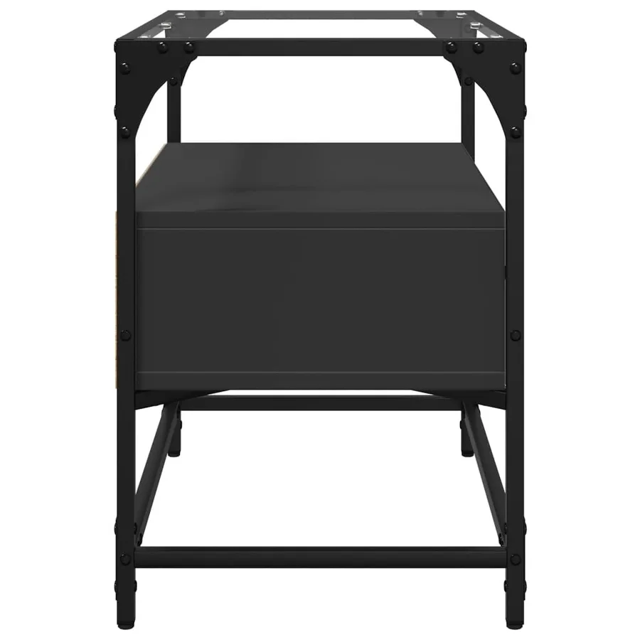 Meuble TV et dessus en verre noir 60x35x51 cm bois d'ingénierie - 5