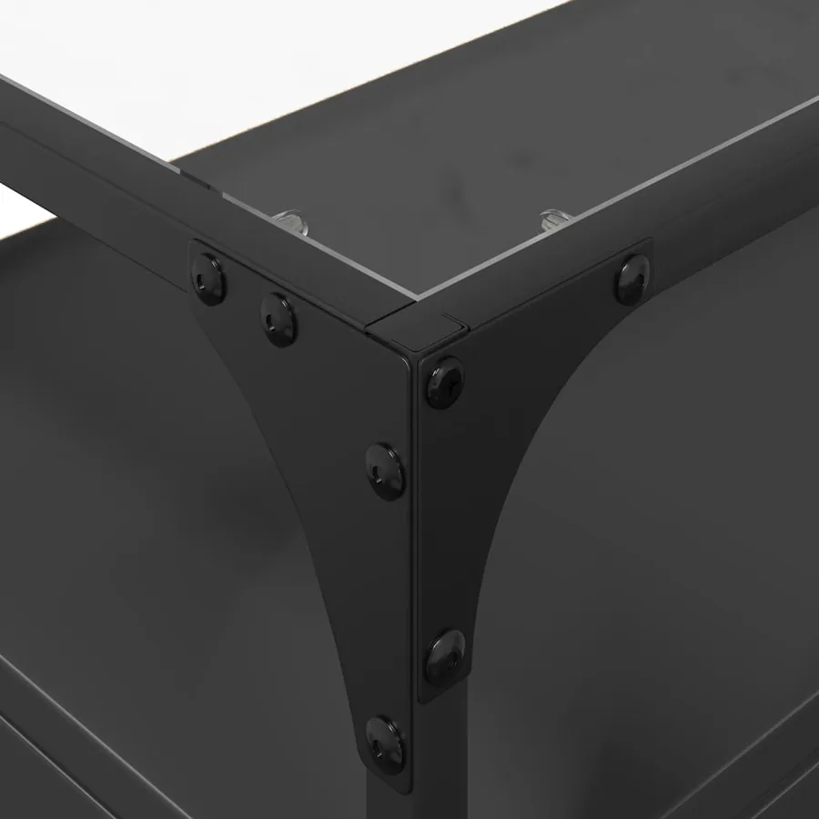 Meuble TV et dessus en verre noir 60x35x51 cm bois d'ingénierie - 8