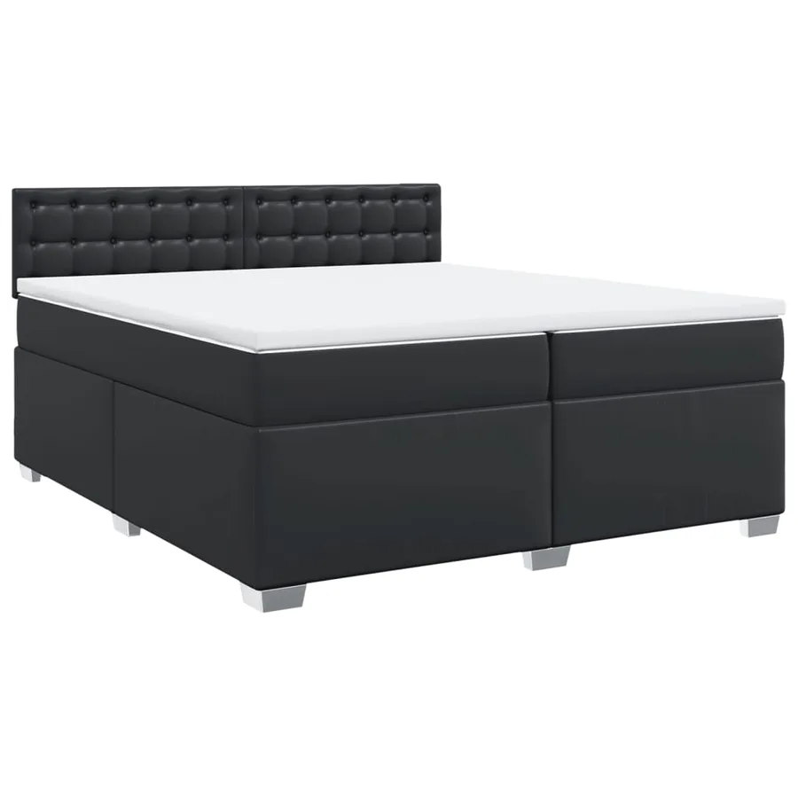Sommier à lattes de lit avec matelas Noir 200x200 cm Similicuir - 3