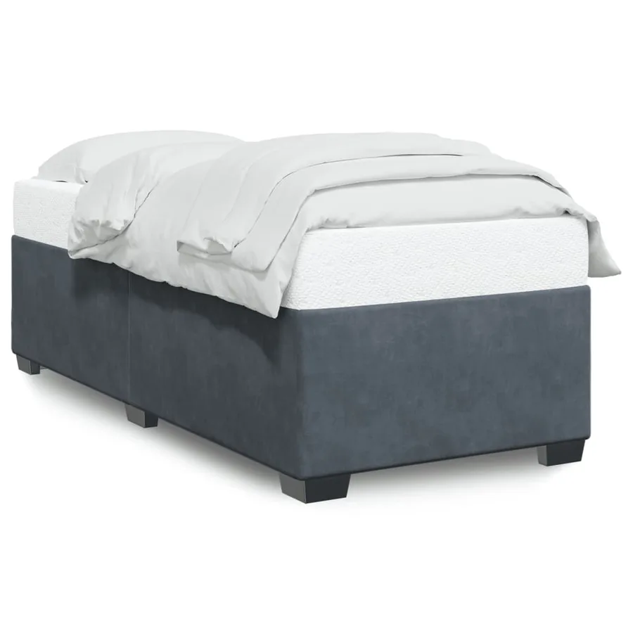 Cadre de lit sans matelas gris foncé 90x190 cm velours - 2
