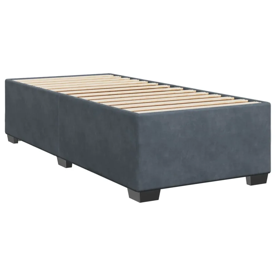 Sommier à lattes de lit avec matelas gris foncé 90x190 cm simple velours - 10