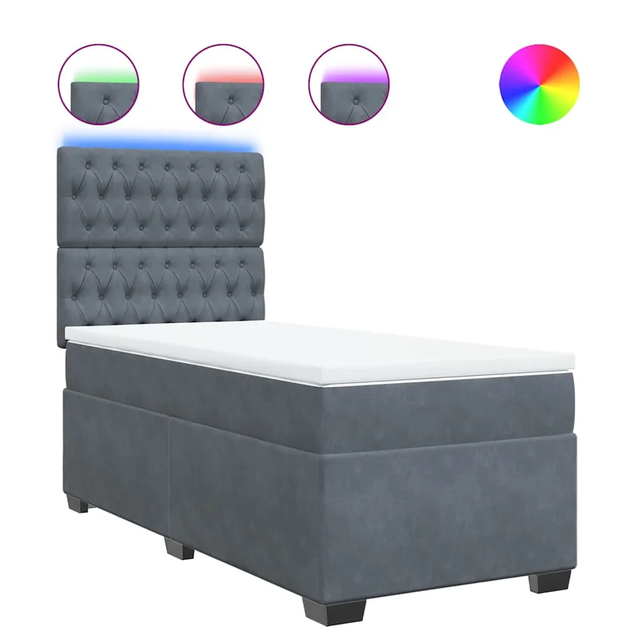 Sommier à lattes de lit et matelas Gris foncé 90x190 cm Velours - 2