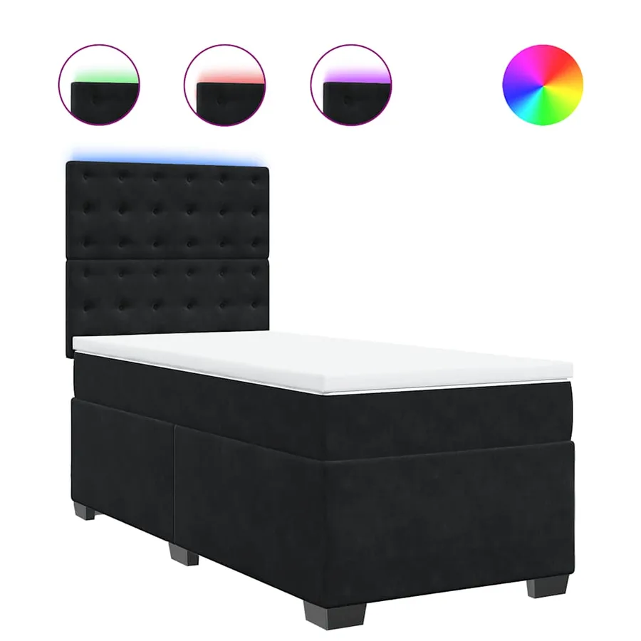 Sommier à lattes de lit avec matelas Noir 90x190 cm Velours - 2
