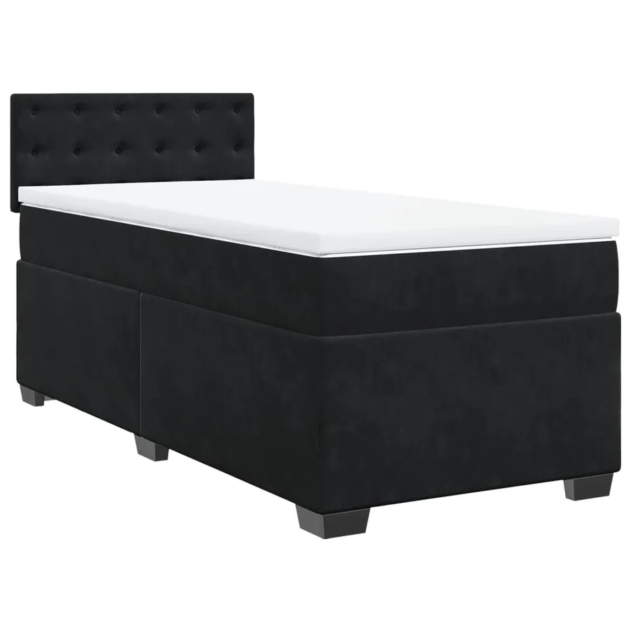 Sommier à lattes de lit avec matelas Noir 90x190 cm Velours - 2