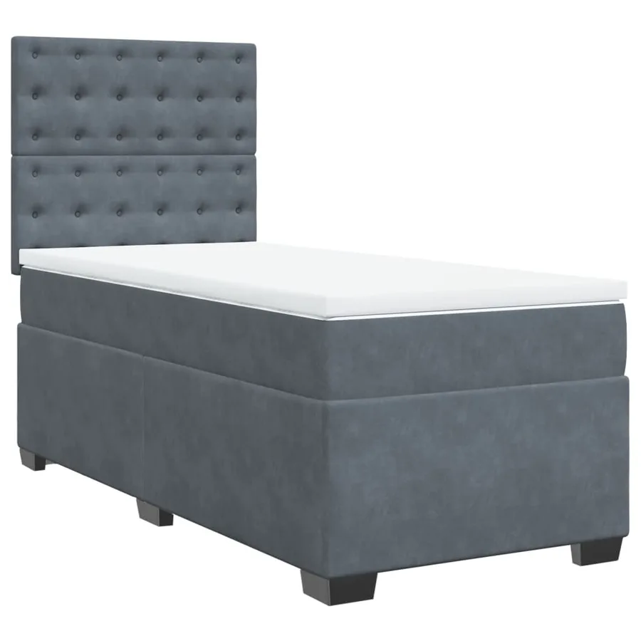 Sommier à lattes de lit et matelas Gris foncé 80x200 cm Velours - 2